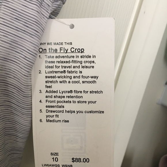 Lululemon On The Fly Crop pants Light Gray 10 NEW - Picture 7 of 8